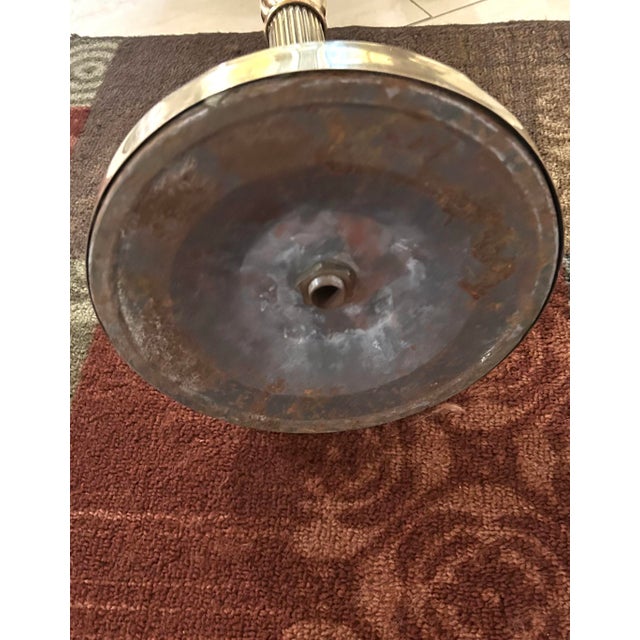 Brass 1980’s, Vintage, Polished Brass, Display/Pedestal Stand, Fluted Columns and a Stepped-Circular Base, Weighted, 28” Tall For Sale - Image 8 of 12