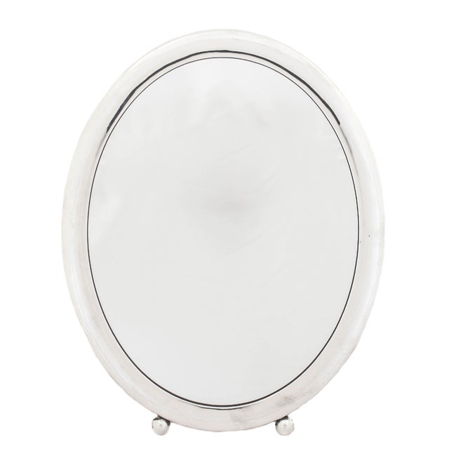 Art Deco 1940s Sterling Silver Art Deco Vanity Mirror For Sale - Image 3 of 6