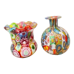 Venetian Glass Vases- a Pair of 2