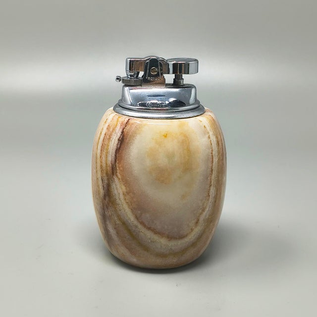 1960s Mid-Century Modern Italian Onyx Smoking Set with Table Lighter & Ashtray, 1960s, Set of 2 For Sale - Image 5 of 10