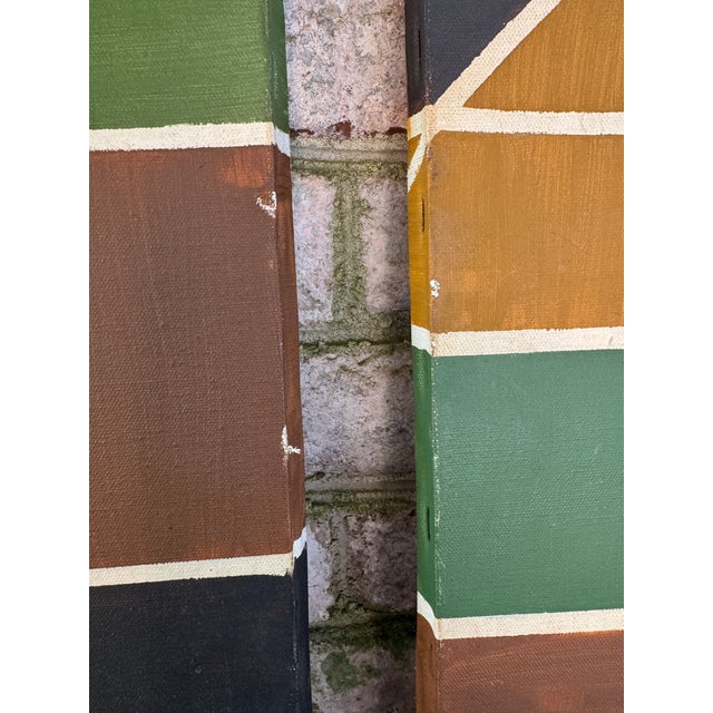 Green Pair of Vintage Paintings Circa 1960s For Sale - Image 8 of 12