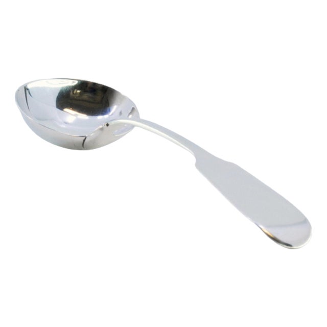 Plain Silver Sauce Spoon with Flared Handle For Sale