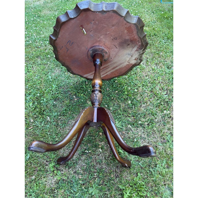 Brown Vintage Mahogany Carved Base Side Table For Sale - Image 8 of 12