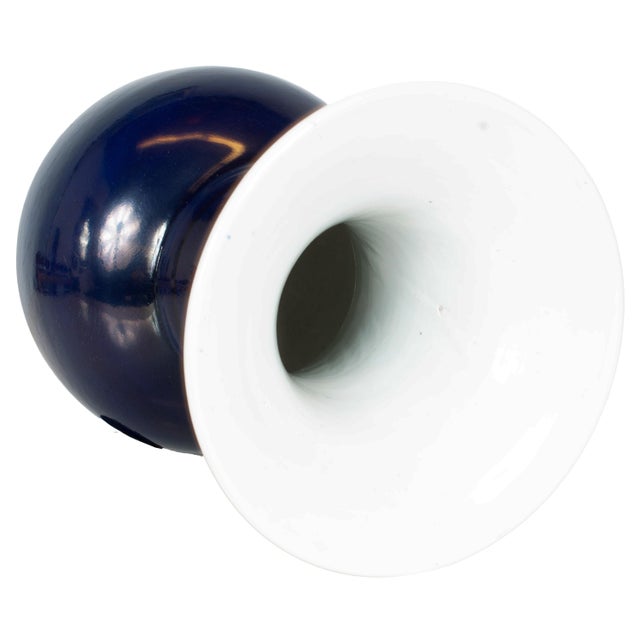 Large Antique Chinese Qing Dynasty Powder Blue Porcelain YenYen Shaped Vase 1850 For Sale In Portland, OR - Image 6 of 12