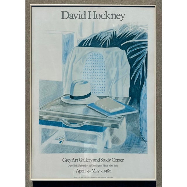 David Hockney Vintage 1980 Lithograph Print Framed Large Exhibition Poster " Still Life, Taj Hotel, Bombay " 1977– Rare...