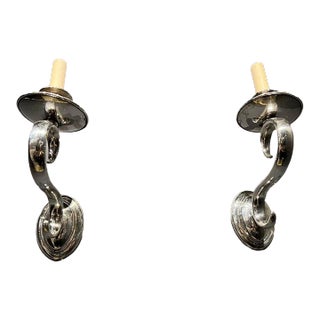 A Pair of 1940s Silver Plated Sconces For Sale