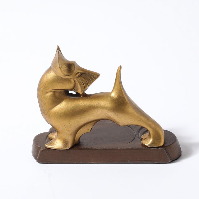 Art Deco Gilt Scottish Terrier Bookends Signed Frankart For Sale - Image 12 of 13