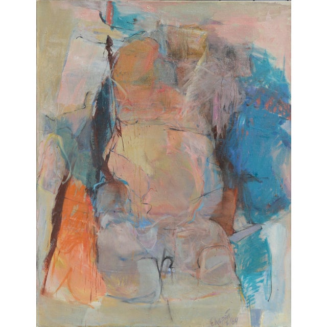 Wonderful mid-century abstract figurative by North Carolina artist Charles Chapin (American, 20th Century), 1964. signed...
