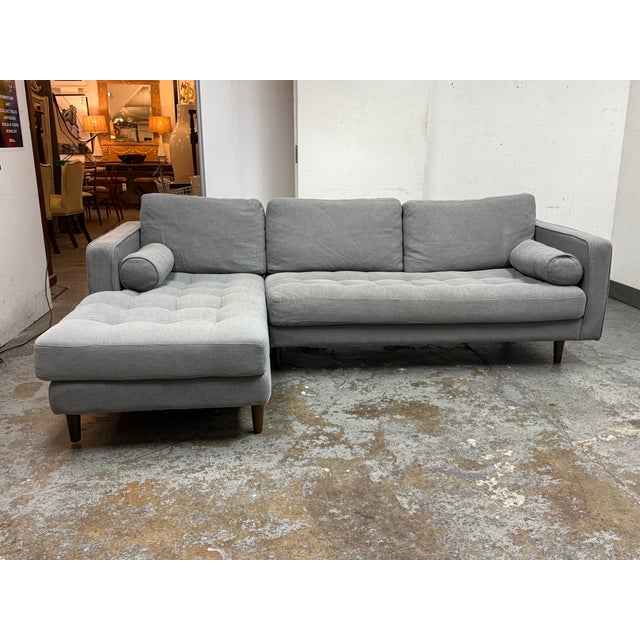 Transitional Hd Buttercup Stoneslate Sectional For Sale - Image 3 of 12