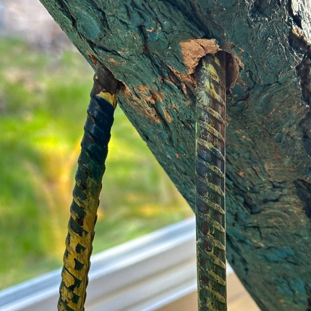 Late 20th Century Monumental Denver and Ter Borders Hand Carved Wood Crane Sculpture With Welded Rebar Feet For Sale - Image 9 of 13