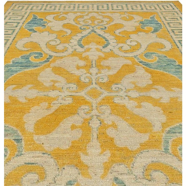 Modern Traditional Oriental Inspired Yellow Handmade Wool Rug by Doris Leslie Blau For Sale - Image 3 of 6