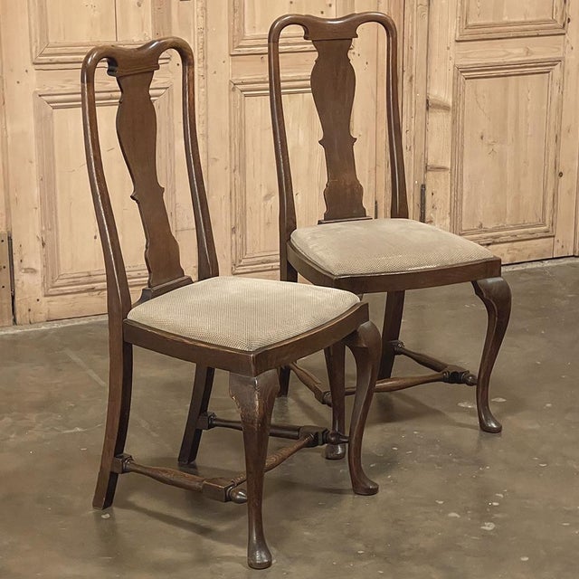 Set of 6 Antique Queen Anne Chestnut Dining Chairs For Sale - Image 9 of 18