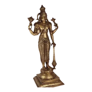 Early 20th Century South Indian Brass Bronze Statue Vishnu Metal Heavy Large Antique