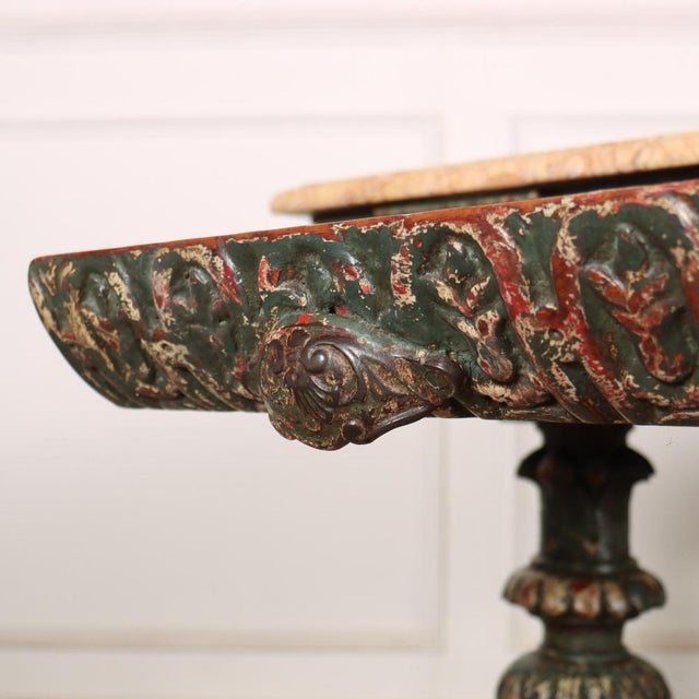 Forest Green French Marble Top Pastry Table For Sale - Image 8 of 11