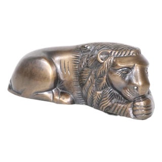 Mid 20th Century Recumbent Lion Paperweight by Century For Sale