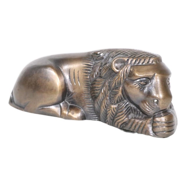 Mid 20th Century Recumbent Lion Paperweight by Century For Sale