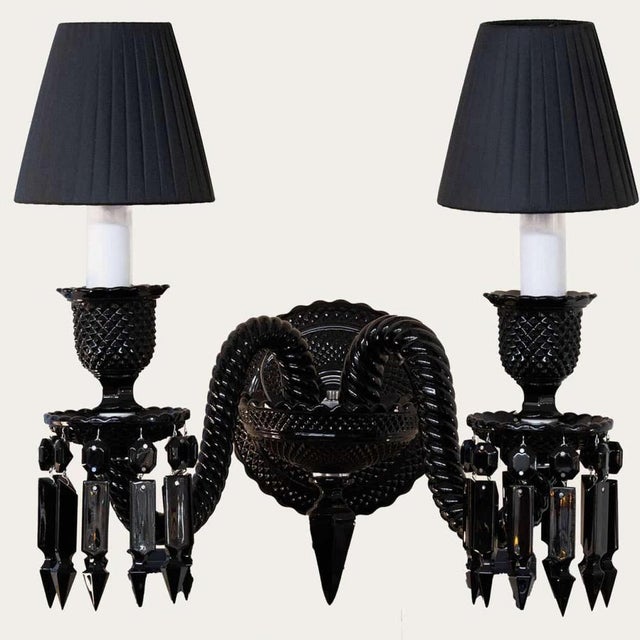 1990s Black Wall Lamps from Baccarat, 1990, Set of 2 For Sale - Image 5 of 9