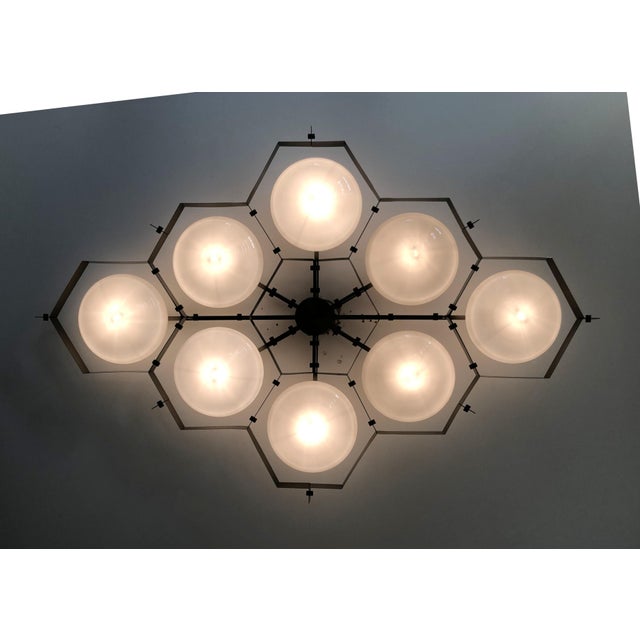 Metal 21st Century Beehive Satin Black Nickel Glossy Gray Murano Flush Mount by Fabio LTD For Sale - Image 7 of 9