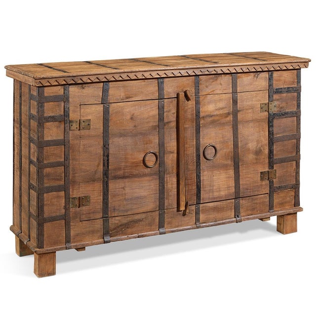 This authentic Pithara chest originates from Gujarat, India, where it once served as essential storage for grain and...