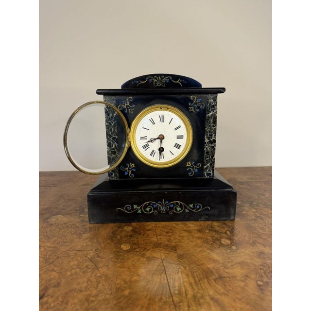 Late 19th Century Antique Victorian Marble Mantle Clock, 1880 For Sale - Image 5 of 7