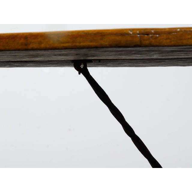 Italian 19th Century Walnut Console Table with Column Legs and Iron Stretchers For Sale - Image 12 of 12