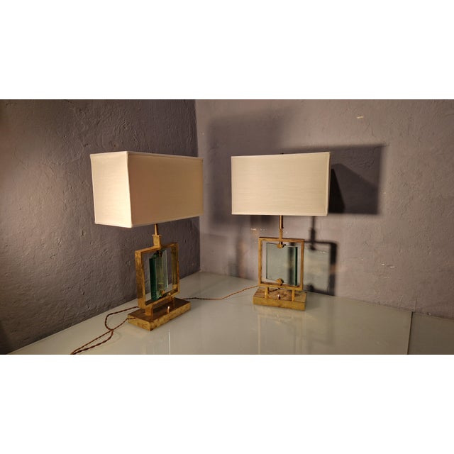 Mid-Century Modern Table Lamp in Brass and Glass from Fedele Papagni, 1990s For Sale - Image 3 of 16