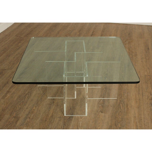 Glass Hollywood Regency Glass Top Lucite Coffee Table For Sale - Image 7 of 12