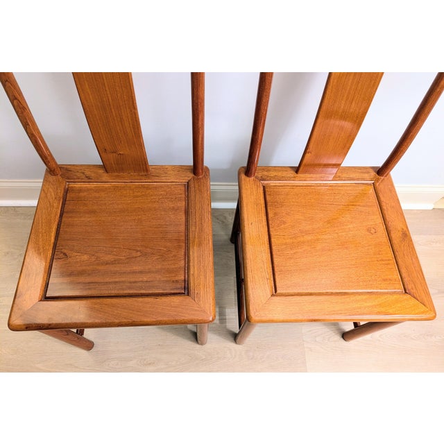 Brown Chinese Ming Style Chair Pair Yolk Back Mid 20th Century For Sale - Image 8 of 13