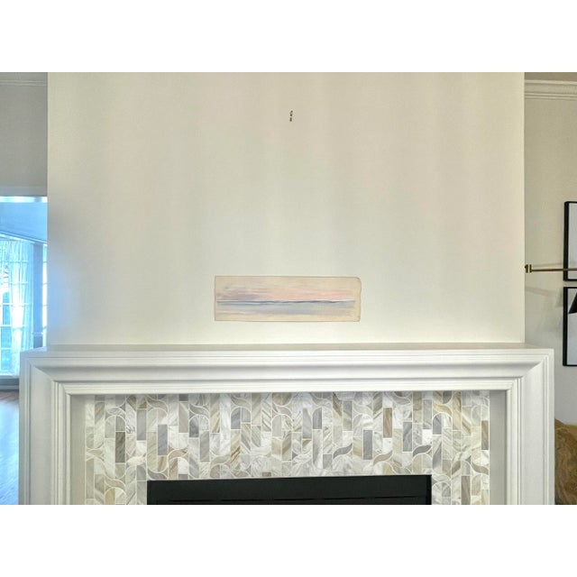 Paper Modern Coastal Original Pastel Unframed Raw Edge Painting, Pink, Blue and Yellow For Sale - Image 7 of 12