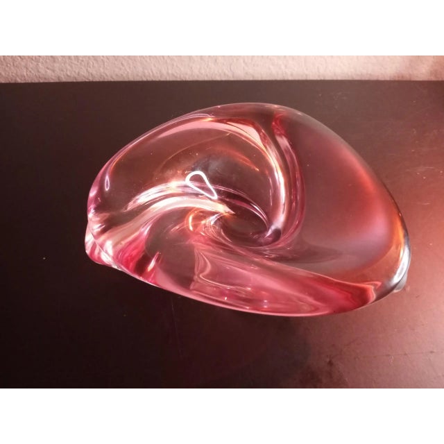 Pink 1980s Signed Pink Swirl Art Glass Ashtray Bowl by Val Saint Lambert For Sale - Image 8 of 8