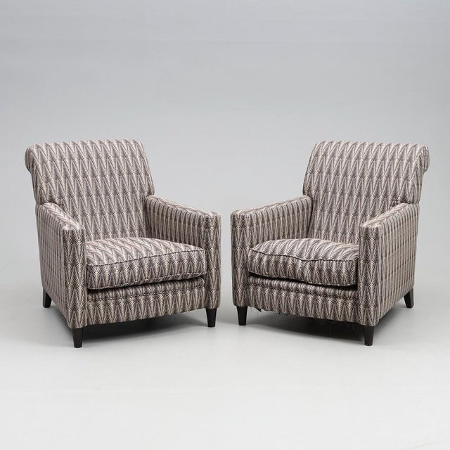 Mid-Century Modern Nordic Chairs in Wood with Neutral Textile, 1950, Set of 2 For Sale - Image 6 of 6