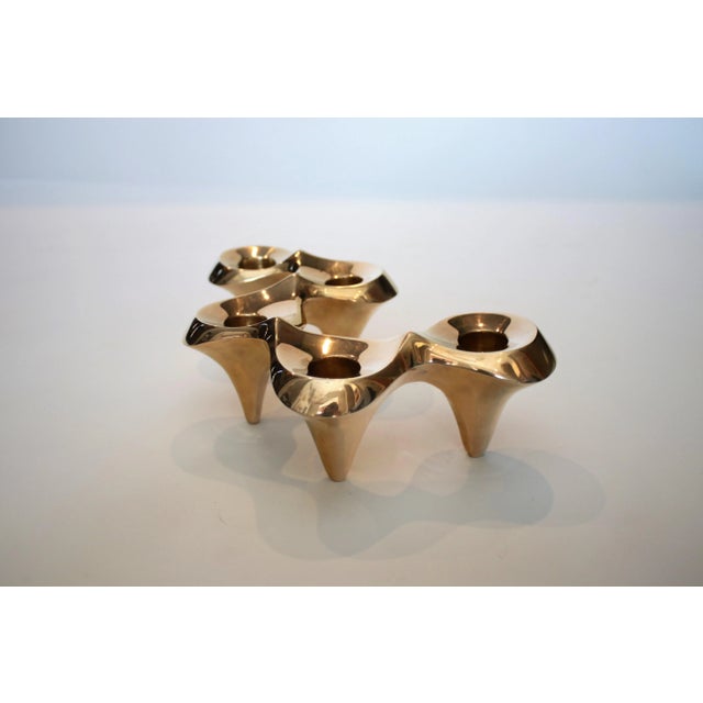 Jonathan Adler Jonathan Adler Brass Undulating Candelabra For Sale - Image 4 of 10