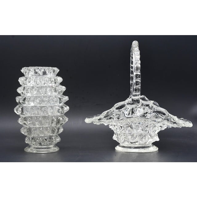 Italian Set of 2 Ercole Barovier Rostrato Murano Italian Glass Vase for Barovier & Toso For Sale - Image 3 of 13