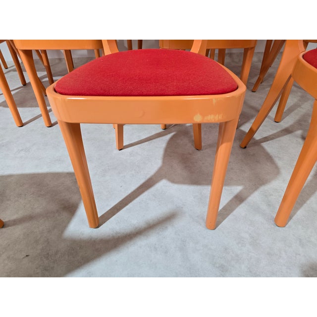 Orange Chairs by Joamin Baumann for Baumann, Paris, 1970s, Set of 12 For Sale - Image 16 of 17