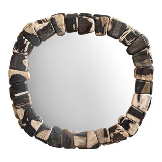 Petrified Wood Pebble Wall Mirror For Sale