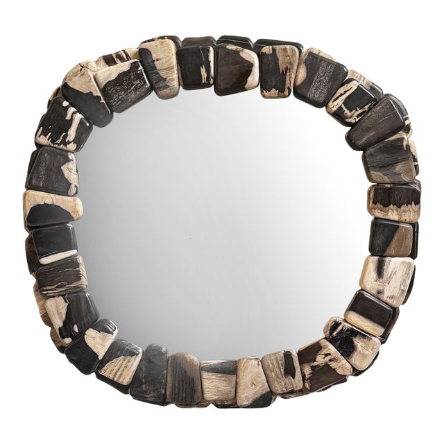 Petrified Wood Pebble Wall Mirror For Sale