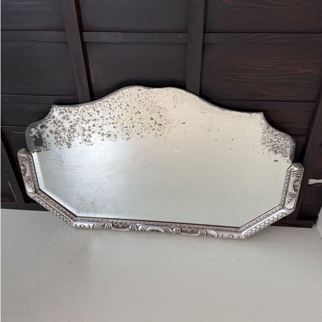 Vintage Art Deco Mirror with Bevelled Glass, 1940s For Sale - Image 10 of 13