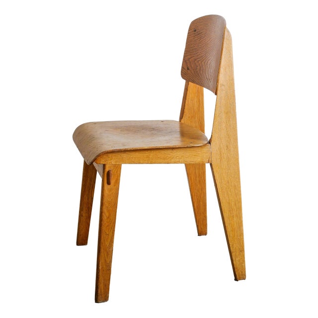 Early Mid-Century Modern French Wooden Tout Bois Wooden Dining Chair from Jean Prouvé, 1941 For Sale