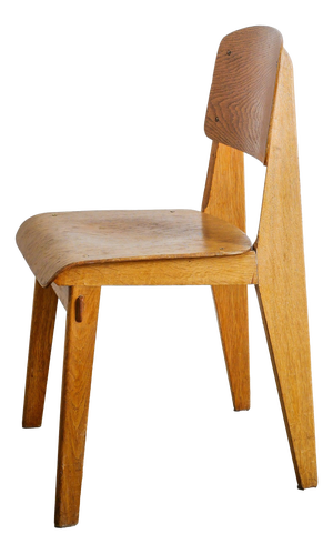 Early Mid-Century Modern French Wooden Tout Bois Wooden Dining Chair from Jean Prouvé, 1941