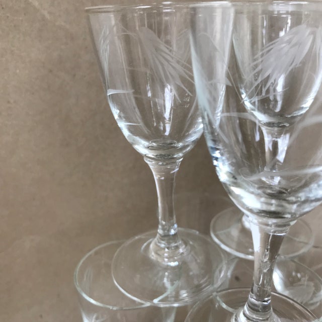 Noritake Sasaki Etched Wheat Pattern Crystal Cordial Glasses - Set of 8 For Sale - Image 11 of 13