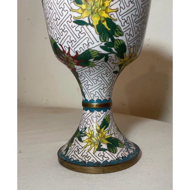 Metal High Quality Antique Handmade Chinese Enamel Bronze Cloisonné Lidded Urn Jar For Sale - Image 7 of 13