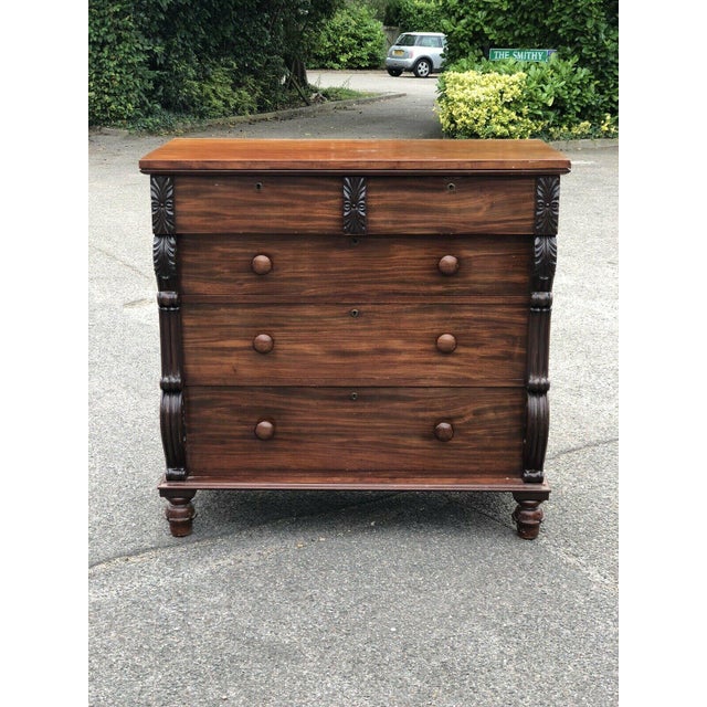 Victorian Mahogany Chest Of Drawers Height:108 cms Width:111 cms Depth: 60 cms Has signs of wear and use as you would expect