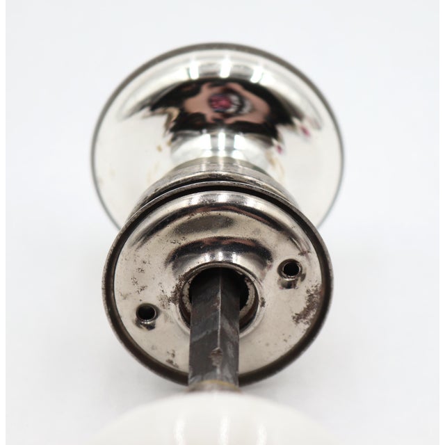 Metal Antique White Ceramic & Mercury Glass Passage Door Knob Set For Sale - Image 7 of 7