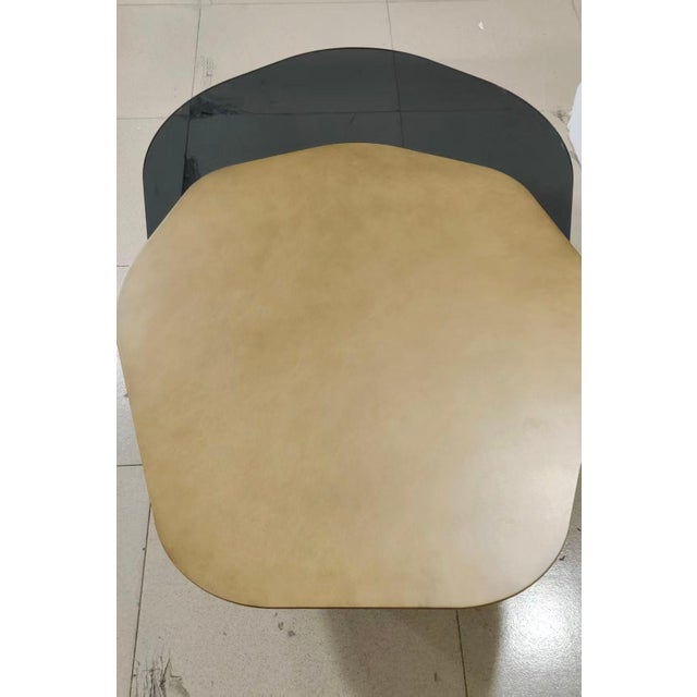 Set of 3 Modern Irregular Shaped Kaylee Coffee Table Set in Brass For Sale - Image 11 of 14