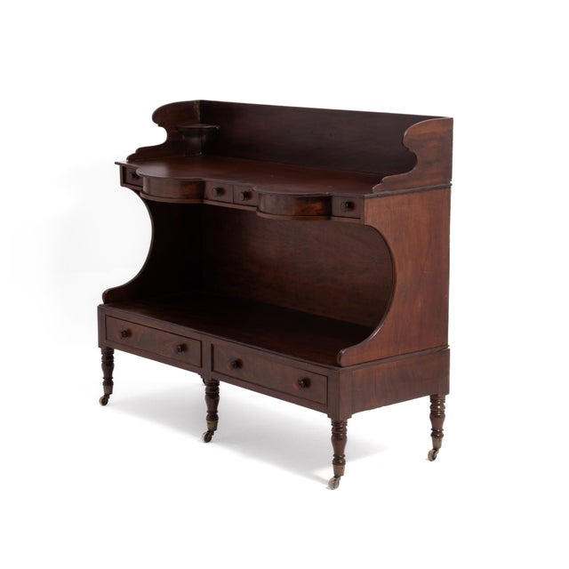Antique Massachusetts Sheraton Double Washstand 6 Drawers Straight Gallery Server For Sale In Philadelphia - Image 6 of 18