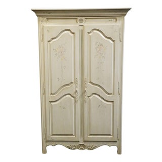 Ethan Allen Country French Collection Off White 50" Armoire W. Hand Painted Accents 26-5215 For Sale