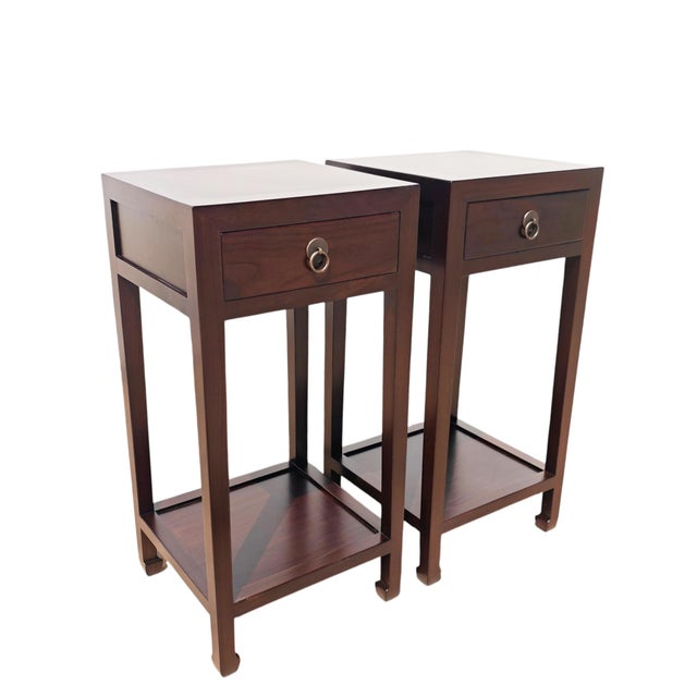2020s Pair of Asian Accent Tables or Night Stand With Drawer For Sale - Image 5 of 7