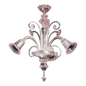Venetian Chandelier, Pink Murano Glass, 1950s