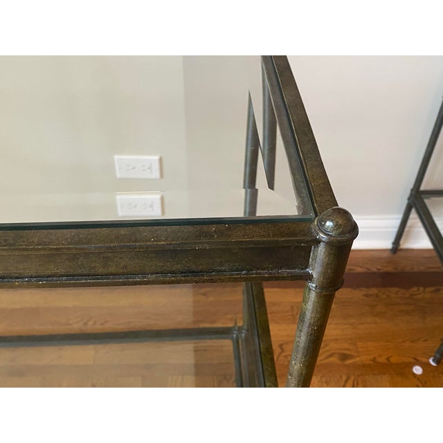 French Vintage French Directoire Bronze & Beveled Glass 3-Tier Console Etagere For Sale - Image 3 of 7