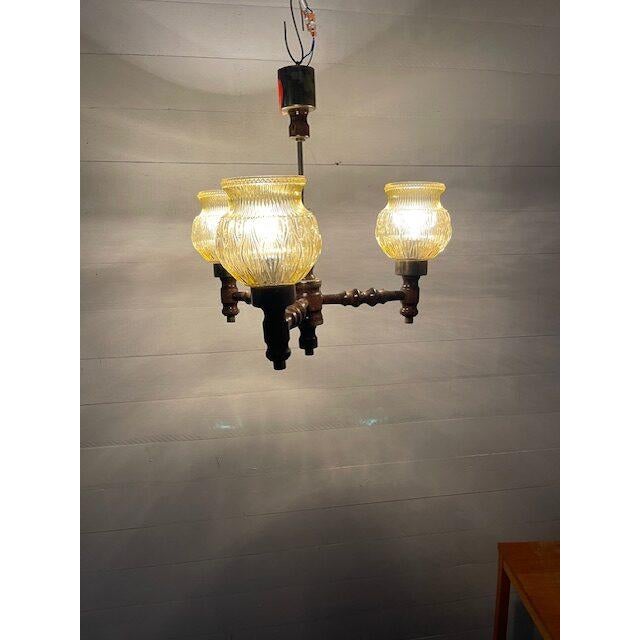 Vintage Wooden Ceiling Lamp, 1975 Original Vintage lamp Rewired Plug and Play Dims; H=53 cm W= 50 cm Up to 250V (Europe/UK...